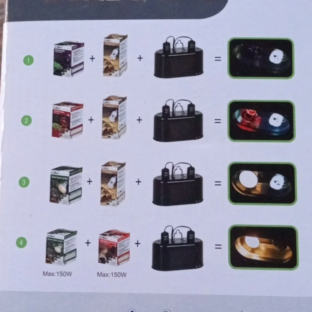 New! REPTI ZOO Dual Dome Lamp. 150w per Socket.